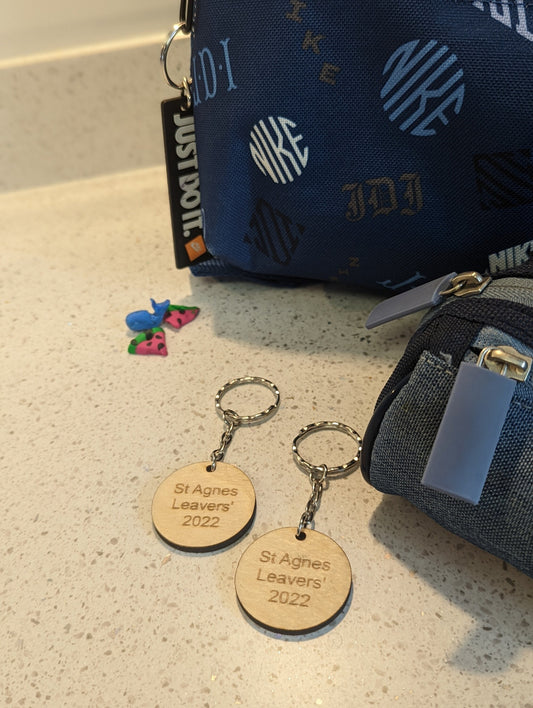 Personalized School Leavers Keyrings - Sustainable Wood End of Year Gifts for Students