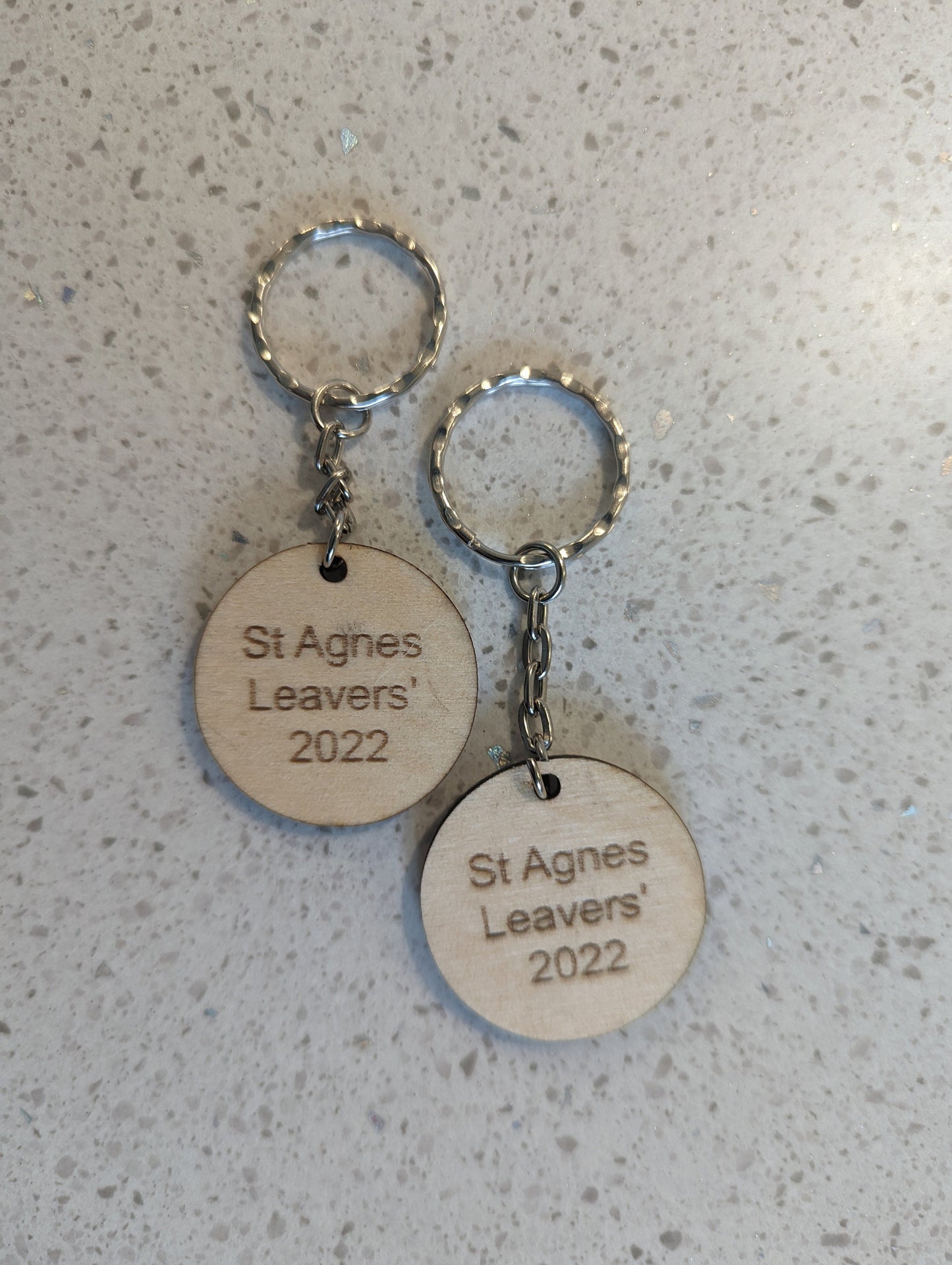 Personalized School Leavers Keyrings - Sustainable Wood End of Year Gifts for Students