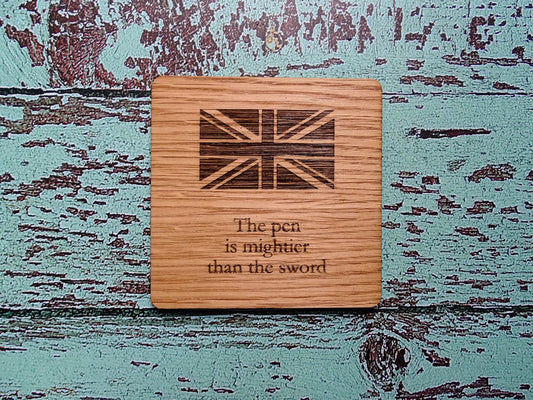 Wooden Coasters With English Proverbs, British Gift, Oak Coasters