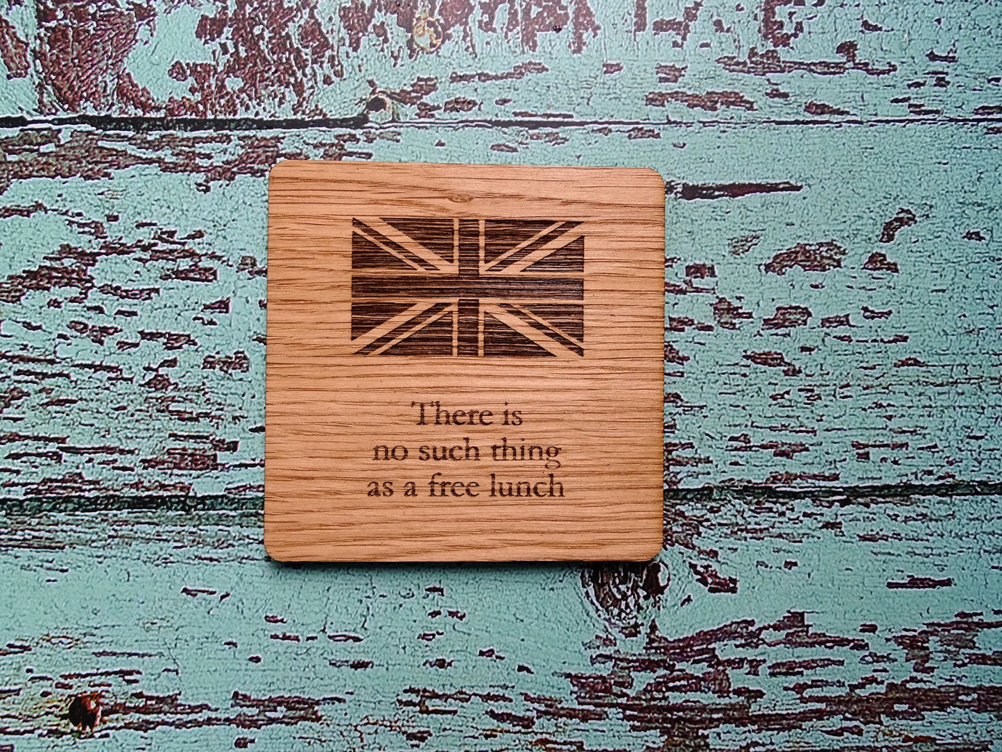 Wooden Coasters With English Proverbs, British Gift, Oak Coasters