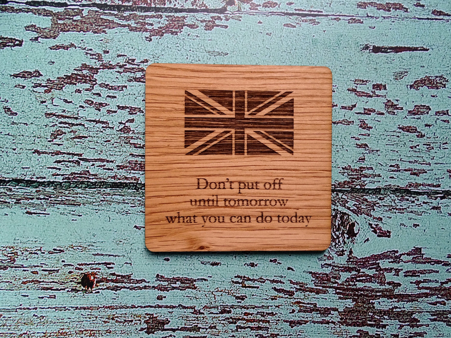 Wooden Coasters With English Proverbs, British Gift, Oak Coasters