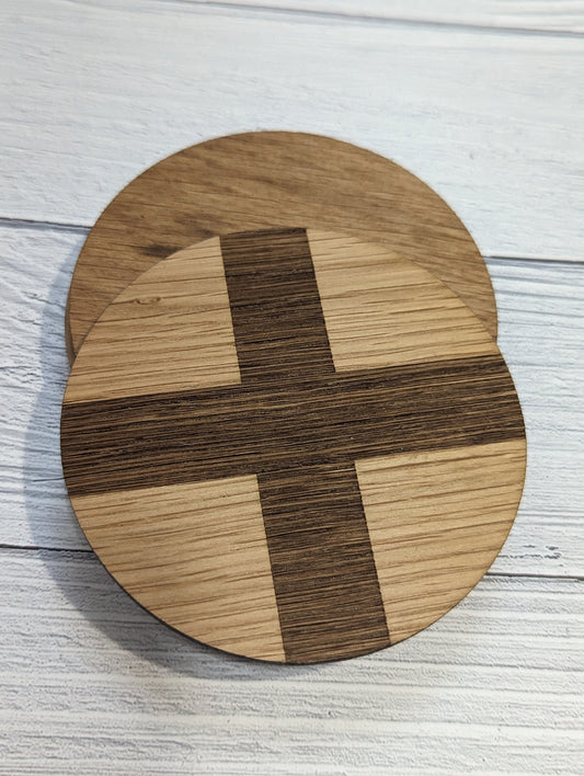 England Coasters, English Gifts, England Flag, Oak Coasters