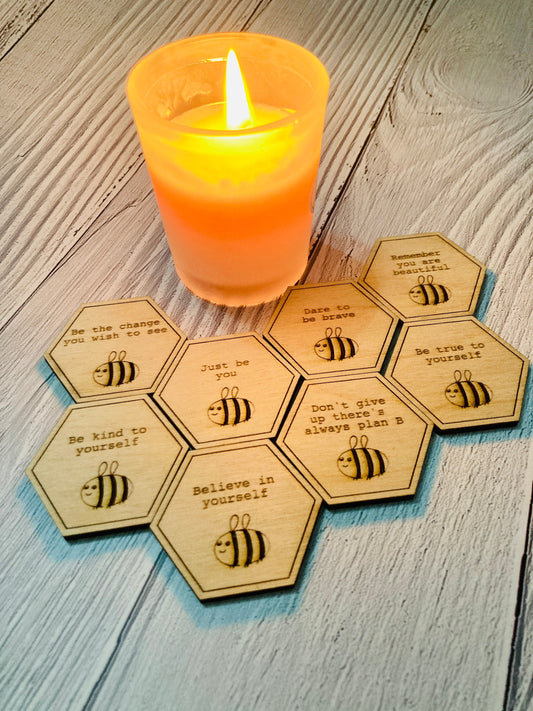 Wooden Be Kind Coins, Bumble Bee Hug Tokens, Uplifting Gifts