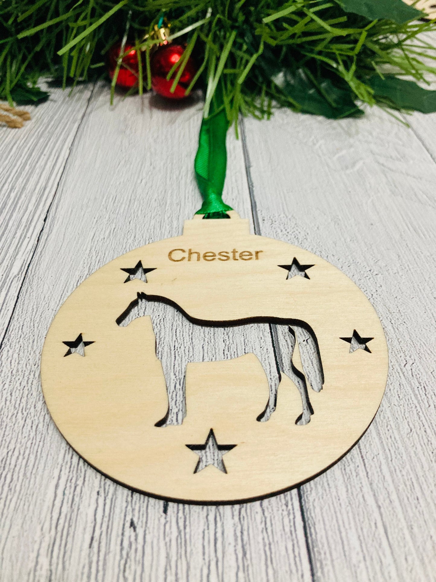 Personalised Horse Bauble | Custom Christmas Decoration | Wooden Pony Gift
