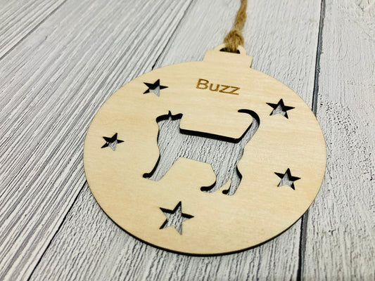 Personalised Cat Bauble | Custom Christmas Decoration | Wooden Cat Gift
