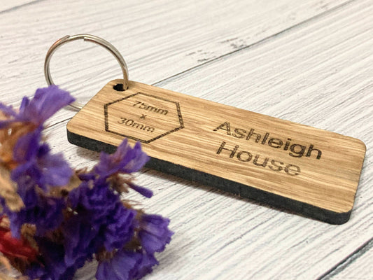Personalised Wooden Keyrings, Logo Key Fobs, Choice of Size, Oak