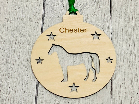 Personalised Horse Bauble | Custom Christmas Decoration | Wooden Pony Gift