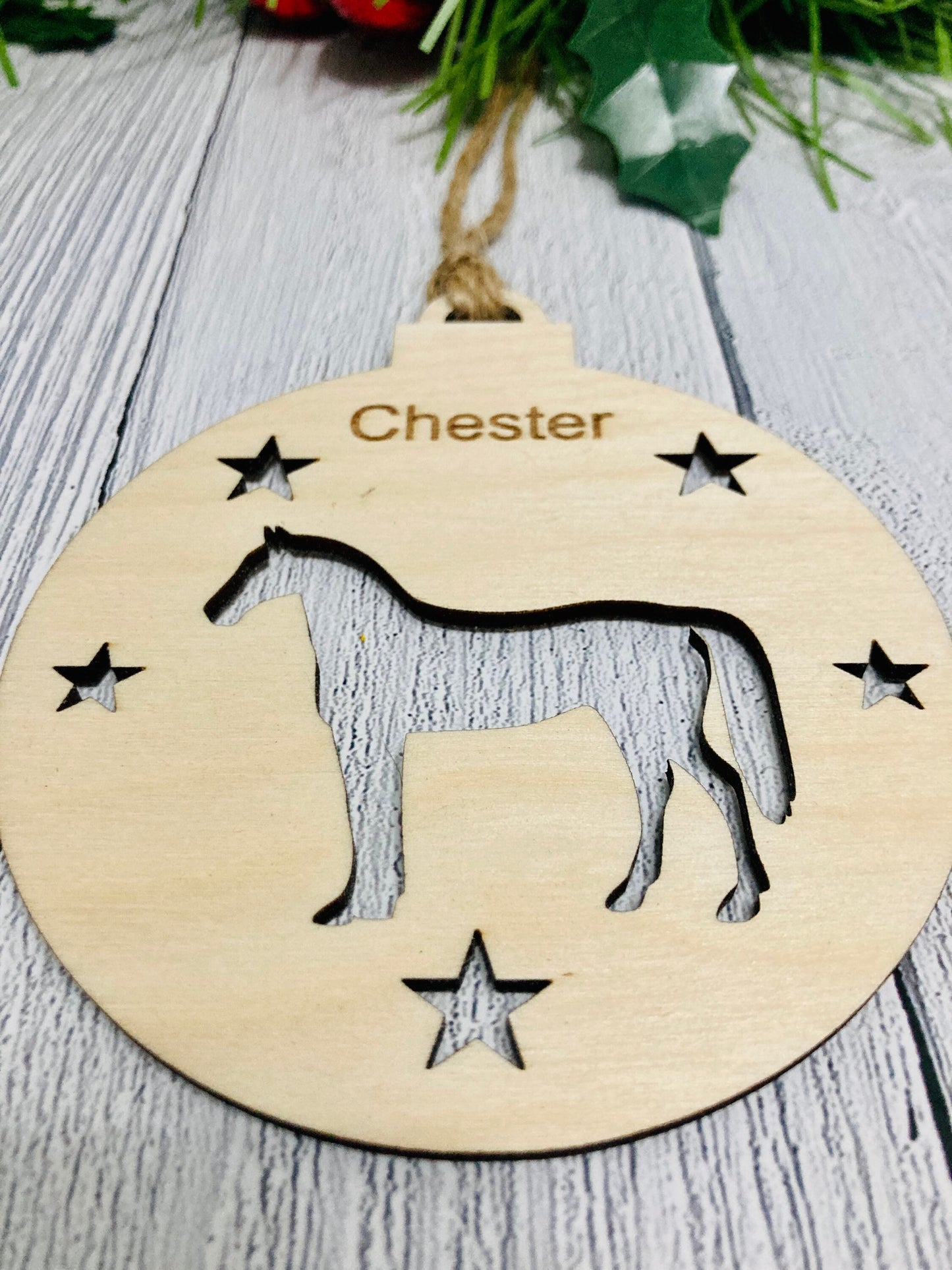 Personalised Horse Bauble | Custom Christmas Decoration | Wooden Pony Gift