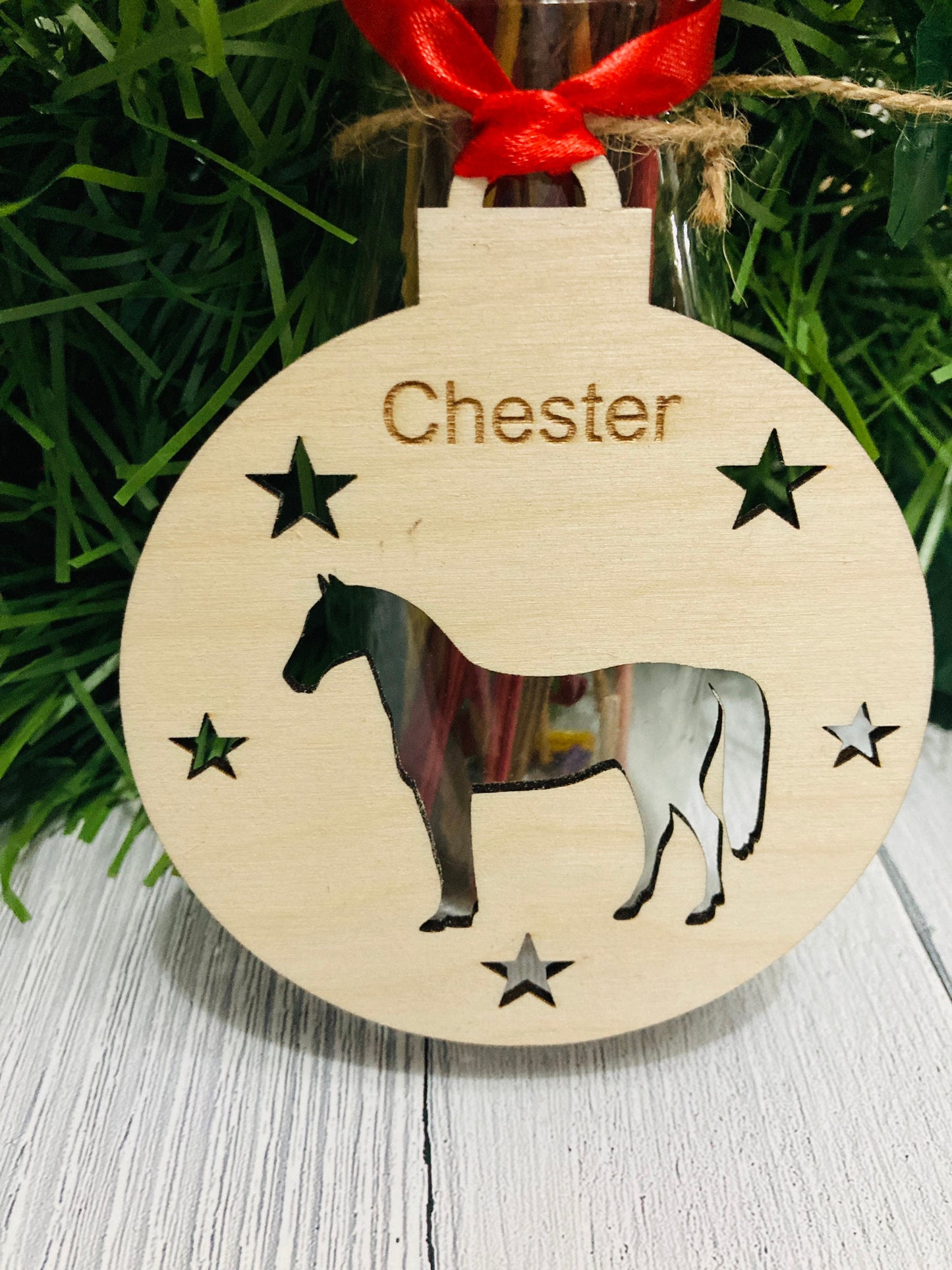 Personalised Horse Bauble | Custom Christmas Decoration | Wooden Pony Gift