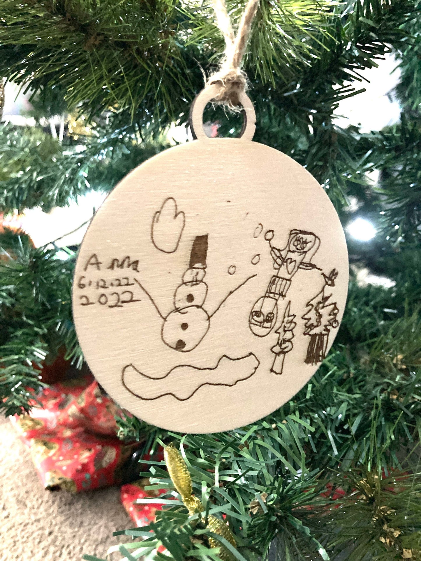 Design Your Own Bauble | Child's Drawing Engraved | Christmas | Birch