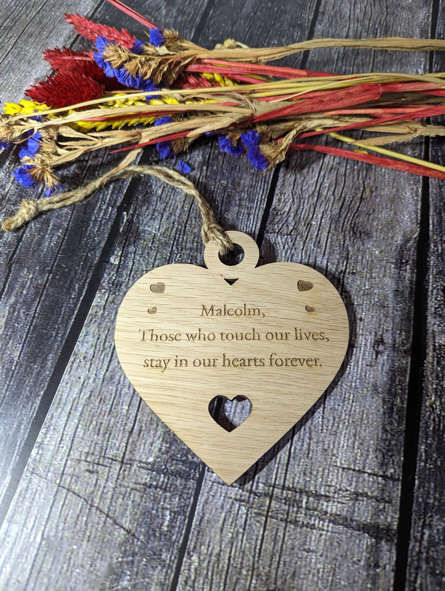 Keepsake Heart Shaped Bauble, Memorial Plaque In Memory