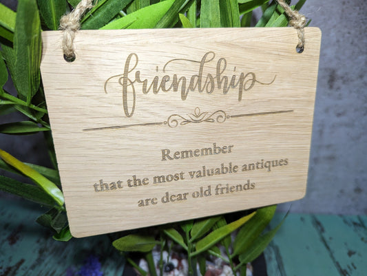 Wooden Friendship Sign, Personalised Wooden Hanging Sign, Best Friend Gift, Oak