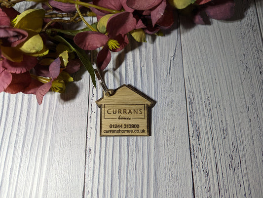 Personalised Estate Agent Keyrings - Logo Keyrings - Sustainable Wood - Business Keyring