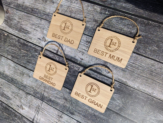 Best Mum, Best Dad, Best Gran, & Best Grandad Sign, Wooden Hanging Sign, Birthday Gift, Fathers Day Gift, Mothers Day Gift