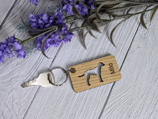 Personalised Dalmatian Wooden Keyring | Oak Dog Keychain | Gift For Dalmatian Parent | Doggy Key Tag Gift