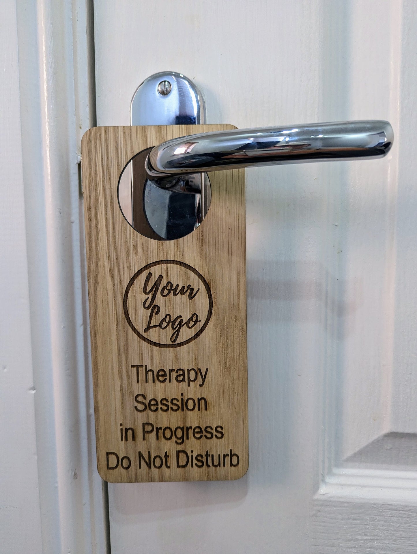 Therapy Session in Progress, Do Not Disturb - Door Hanger, Personalised Therapist Sign, Room Sign, Study Room Sign, Office Sign, Oak Plaque