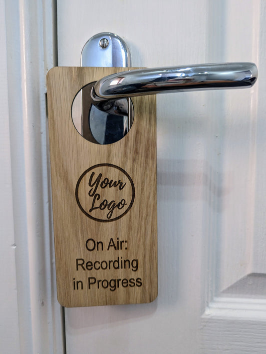 On Air: Recording in Progress, Do Not Disturb - Wooden Door Hanger, Personalised Sign, Podcaster, Musician, Voice-over, or Content Creator