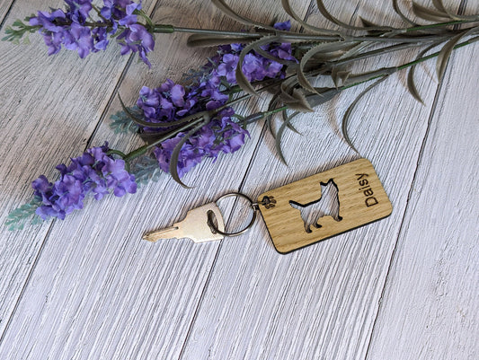 Personalised Cairn Terrier Wooden Keyring | Oak Dog Keychain | Gift For Cairn Terrier | Doggy Key Tag Gift