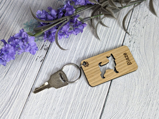 Personalised Chorkie Wooden Keyring | Oak Dog Keychain | Gift For Chorkie Parent | Doggy Key Tag Gift