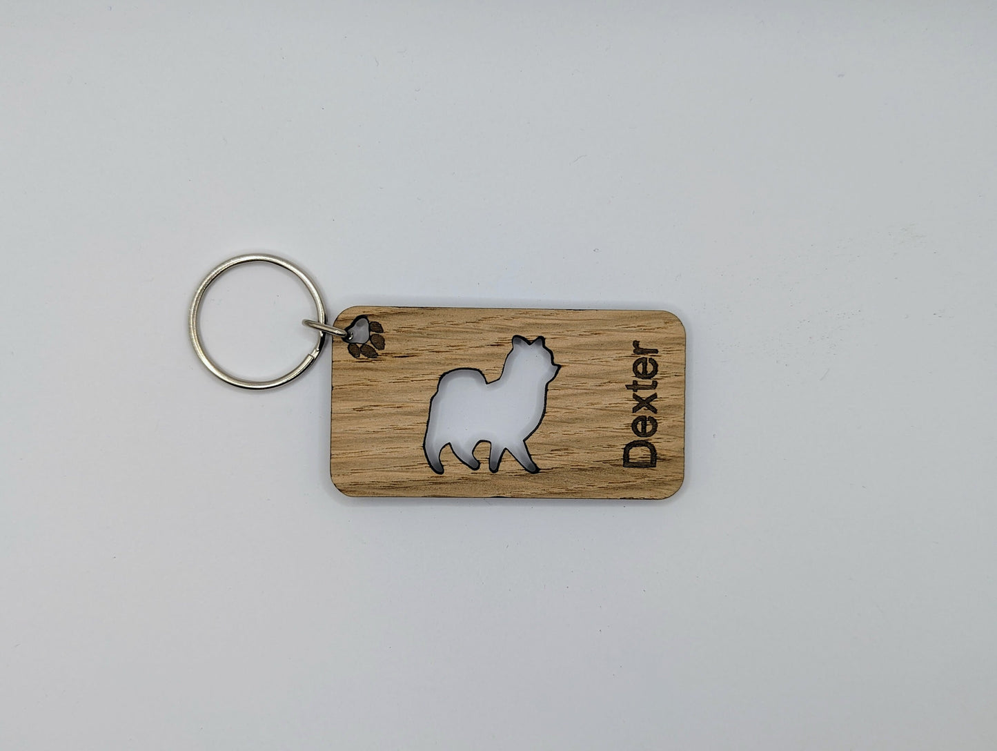 Personalised Pomeranian Wooden Keyring | Oak Dog Keychain | Gift For Pomeranian Parent | Doggy Key Tag Gift