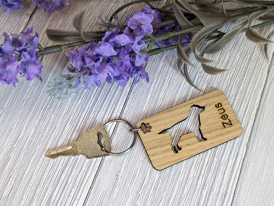 Personalised Labrador Wooden Keyring | Oak Dog Keychain | Gift For Labrador Parent | Doggy Key Tag Gift