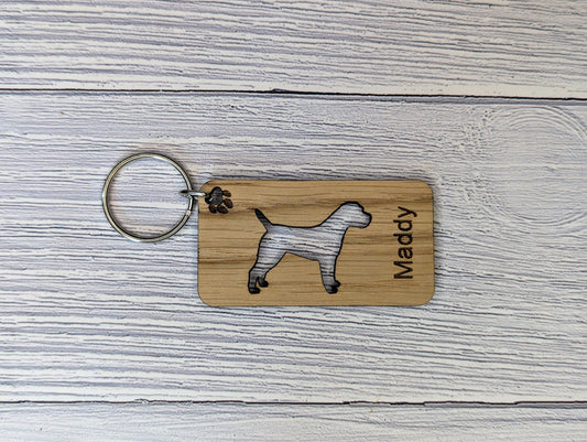 Personalised Border Terrier Wooden Keyring | Oak Dog Keychain | Gift For Border Terrier | Doggy Key Tag Gift