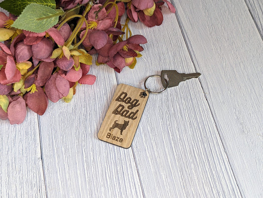 Personalised Chorkie Dog Dad Wooden Keyring | Oak Dog Keychain | Gift For Chorkie Parent | Doggy Key Tag Gift