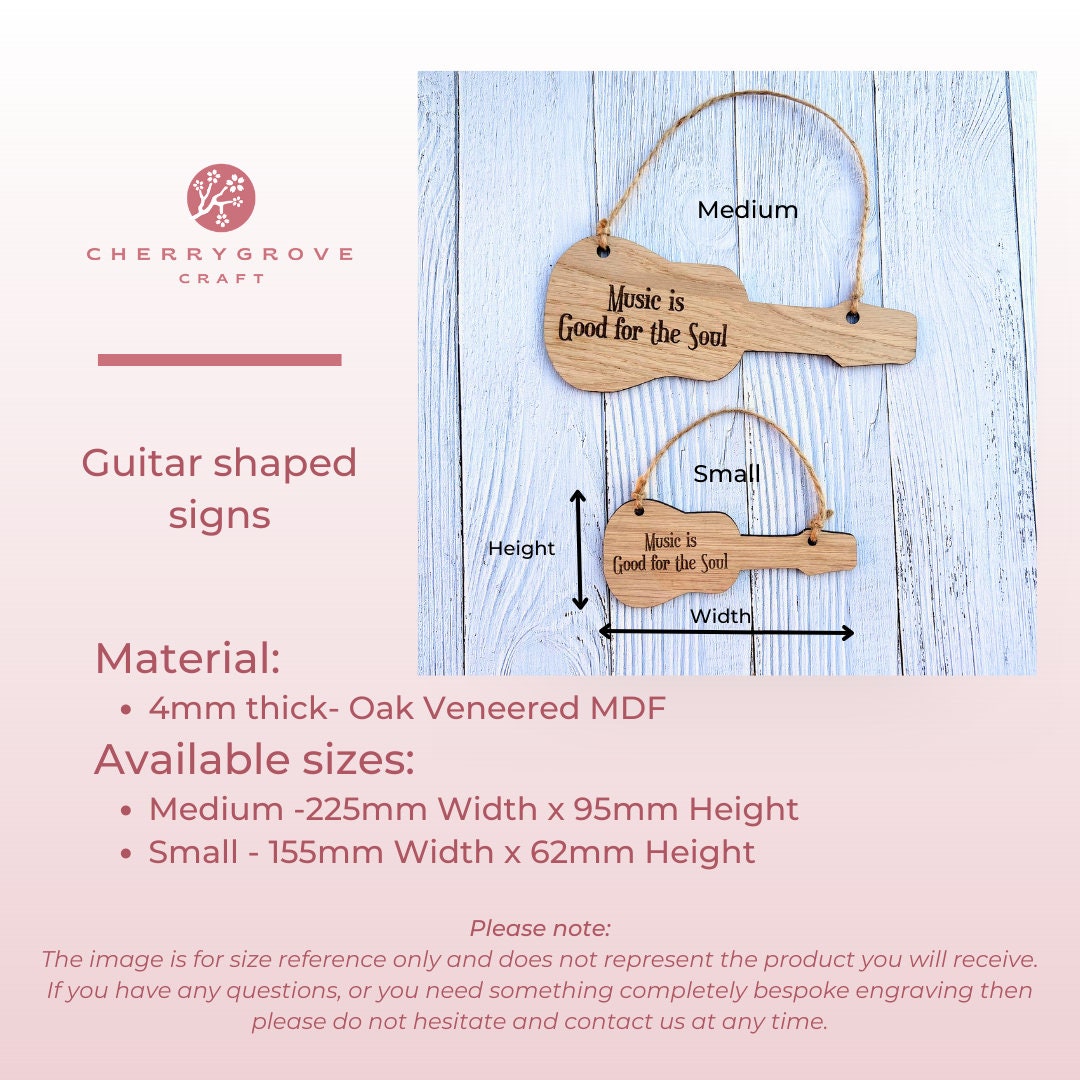 Price Personalised Wooden Acoustic Guitar Sign - Acoustic - Custom Music Gift - Gift For Guitarists
