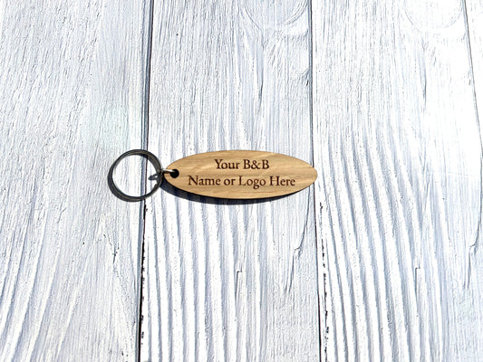 Personalised Oval B & B Keyrings | Custom Keyfobs | Wooden Keyring | Bulk | Oak Keyring | Bulk Keyrings Business