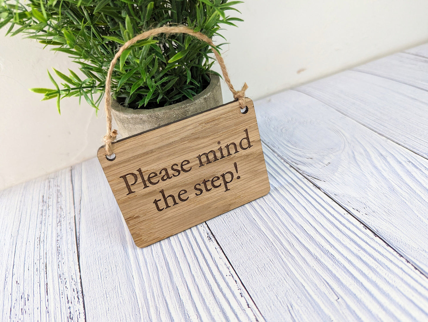 Please Mind the Step Sign - Customisable Wooden Warning Sign - Ideal for Home, Office, or Business - Eco-Friendly Materials
