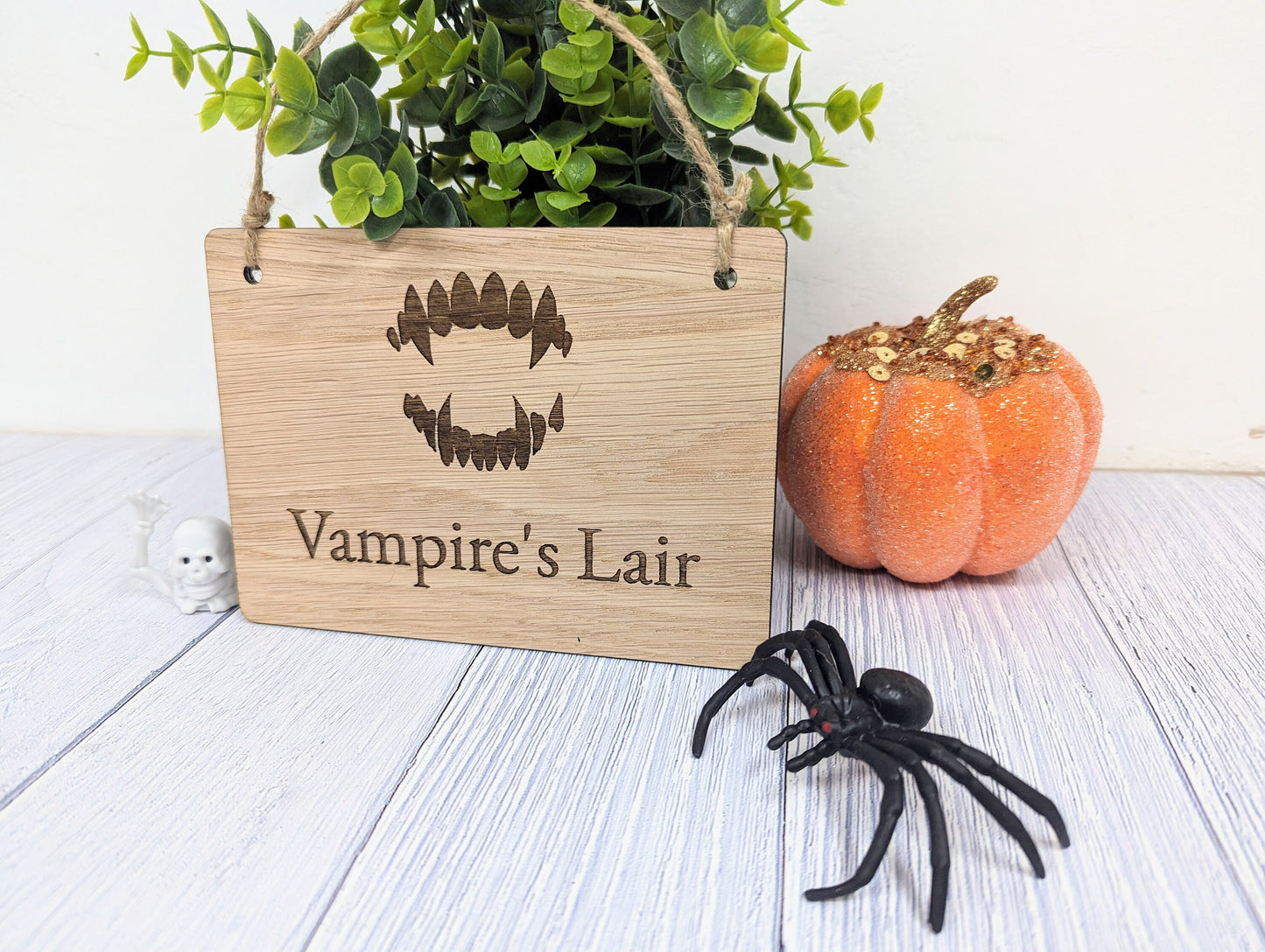 Personalised Halloween vampire sign with custom wording — made to order in North Wales
