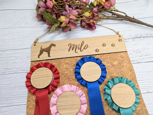 Personalised Wooden Schnauser Rosette Holder | Add Your Dog's Name | Rosette Display Board | Unique Gift