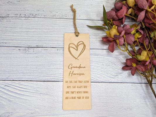 Personalised Wooden Bookmark for Grandparents with Poem - Unique Gift for Gran, Grandad, Nana, and More
