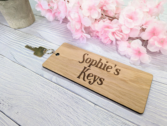 Extra-Large 200x80mm Personalised Wooden Keyring - Ideal for First Car, New Home, or Those Who Misplace Keys