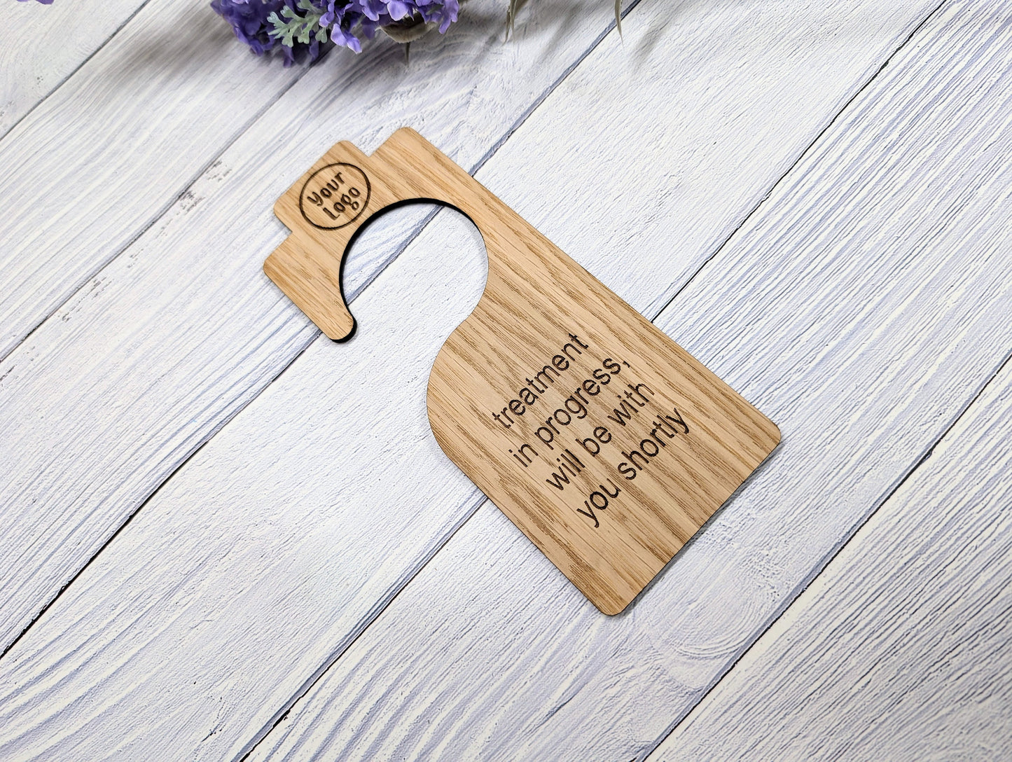 Personalised Double-Sided Door Hanger with Open Hook Design - Custom Messages & Logo Option - Ideal for Businesses and Homes