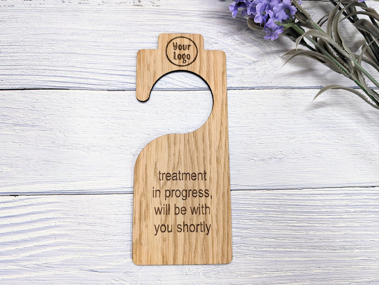 Personalised Double-Sided Door Hanger with Open Hook Design - Custom Messages & Logo Option - Ideal for Businesses and Homes