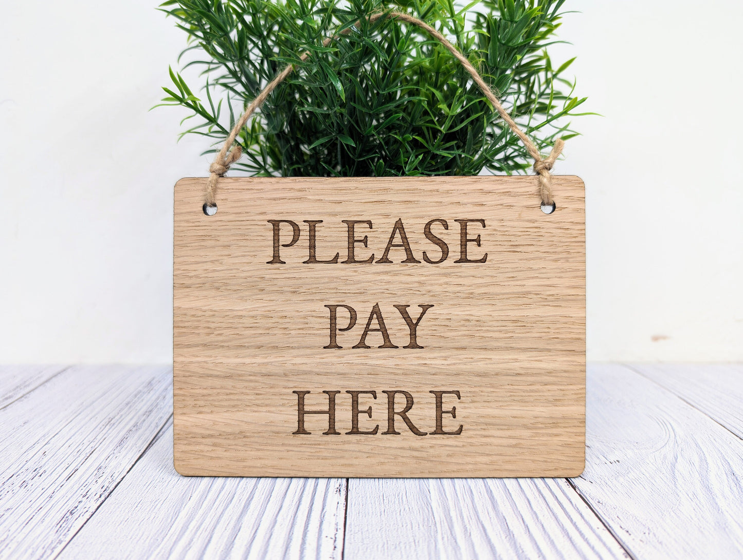 Please Pay Here | Wooden Sign | Oak Veneer | Business Signage | Point of Sale Decor | Handcrafted in the UK