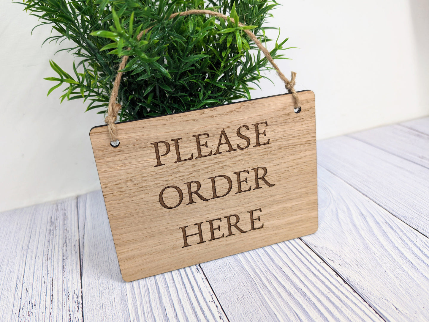 Please Order Here, Wooden Sign | Oak Veneer | Business Signage | Point of Sale Decor | Handcrafted in the UK