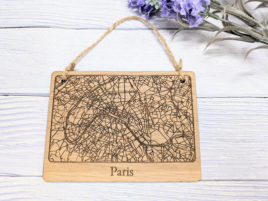 Handcrafted Wooden Map Wall Art of Paris, UK - Available in 4 Sizes - Perfect Home Decor or Unique Gift