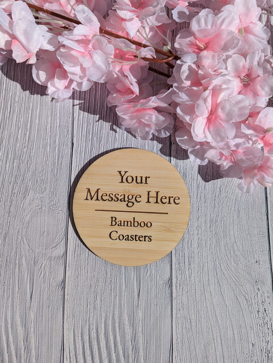 Personalised Bamboo Coasters - Sustainable Gift for Any Occasion, Custom Coasters, Eco Friendly Coasters, Father's Day Gift
