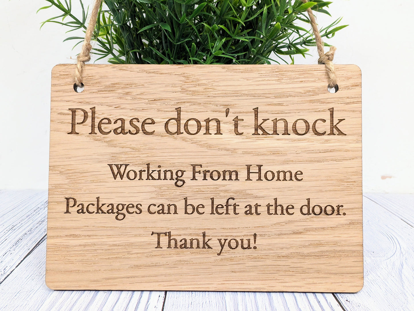 Working From Home,  Wooden Sign | Oak Veneer | Door Sign | No Knocking | Package Delivery | Handcrafted in the UK