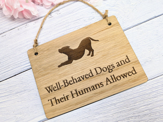 Pet Friendly Establishment Wooden Sign | Keep Dog on Lead | Oak Veneer | Optional Personalisation | Indoor Sign
