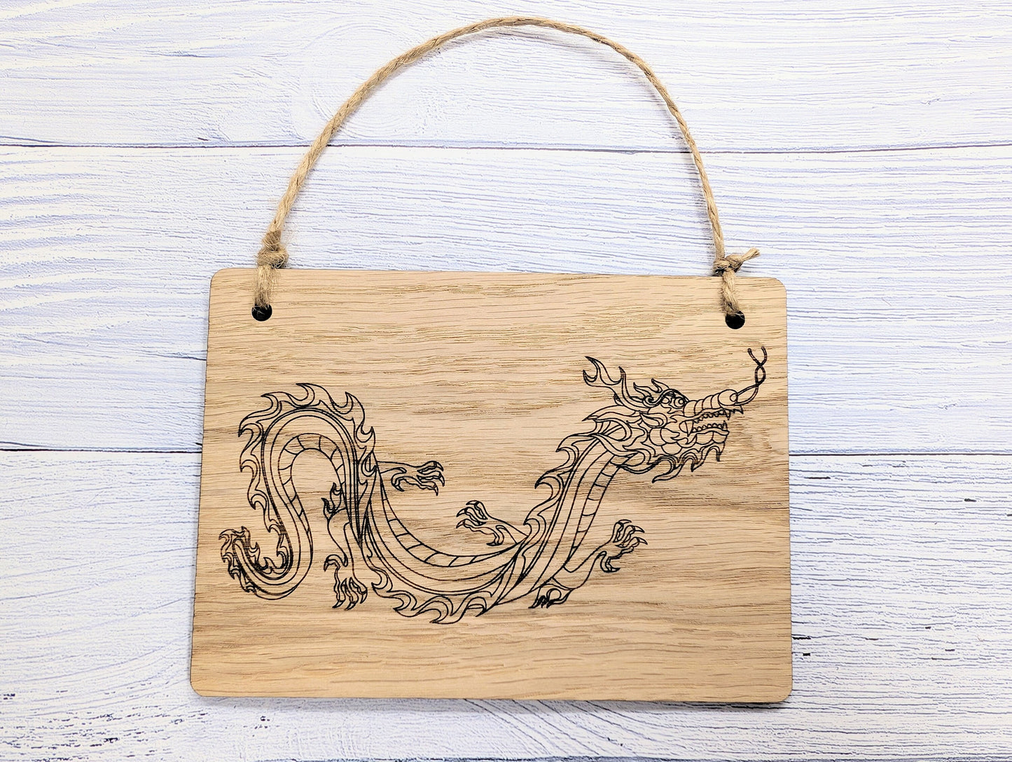 Handcrafted Dragon Wooden Gaming Sign, Mythical Themed Gifts & Game Nights, Timeless Fantasy Decor, Oak Veneer, Made in Wales