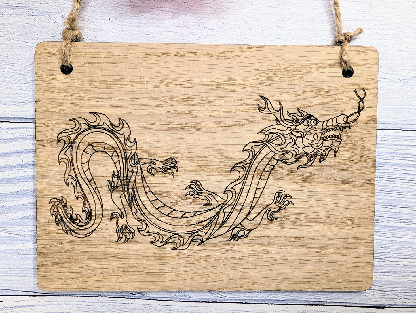 Handcrafted Dragon Wooden Gaming Sign, Mythical Themed Gifts & Game Nights, Timeless Fantasy Decor, Oak Veneer, Made in Wales
