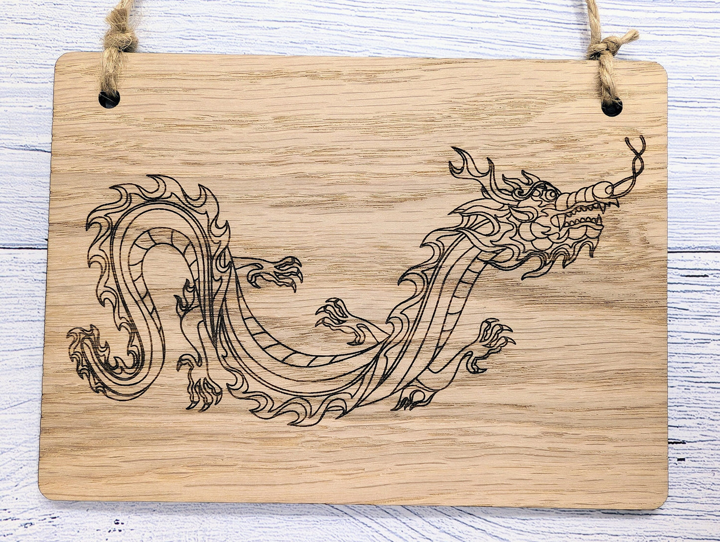 Handcrafted Dragon Wooden Gaming Sign, Mythical Themed Gifts & Game Nights, Timeless Fantasy Decor, Oak Veneer, Made in Wales