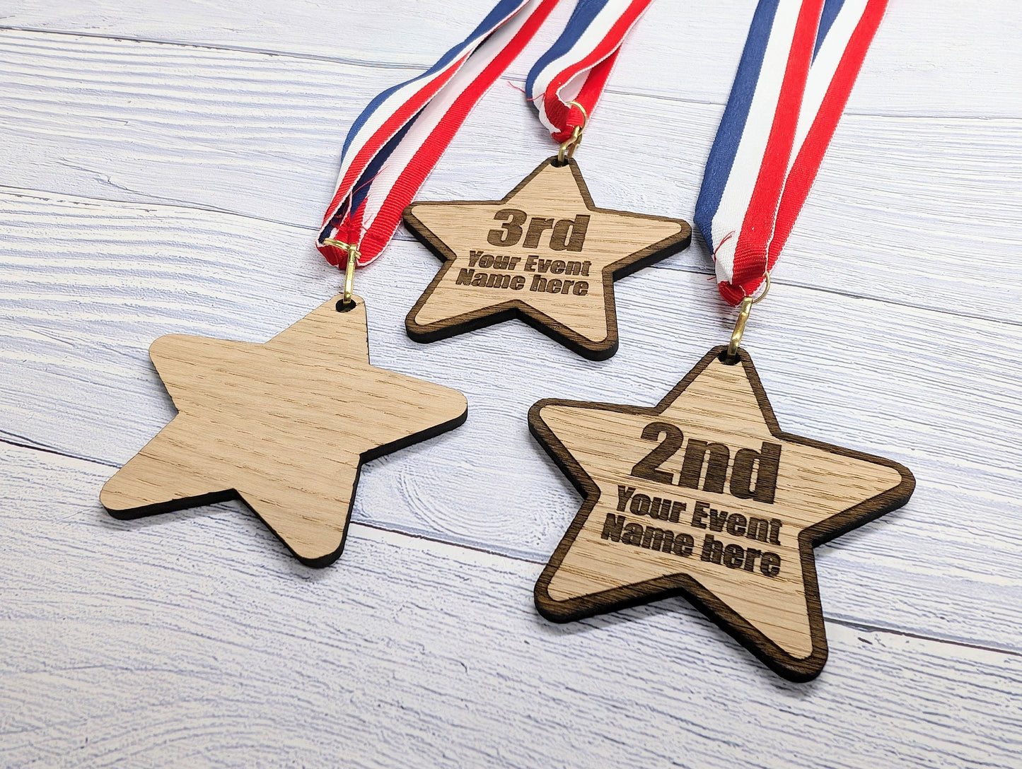 Personalised Star-Shaped Wooden Medals, Single or Bundle Pack