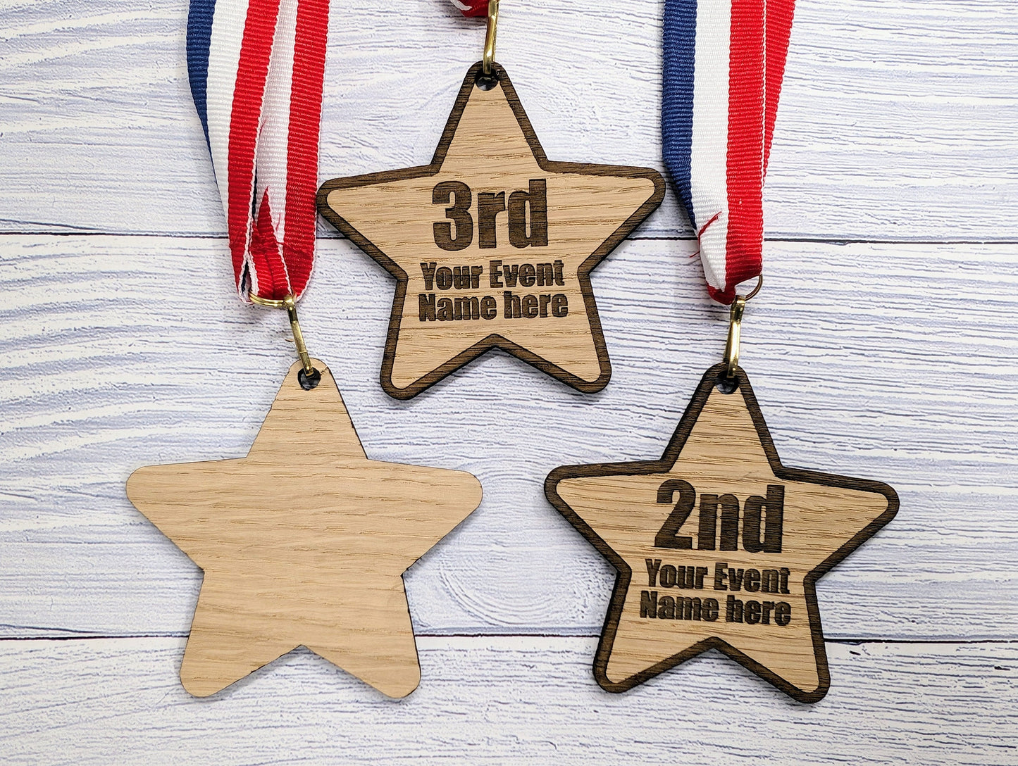 Personalised Star-Shaped Wooden Medals, Single or Bundle Pack