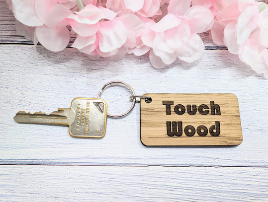 Touch Wood Oak Veneer Keyring - 65x35mm, Superstition Gift | Crafted in Wales, Unique Keepsake, Perfect for Superstitious Folk, Eco-Friendly
