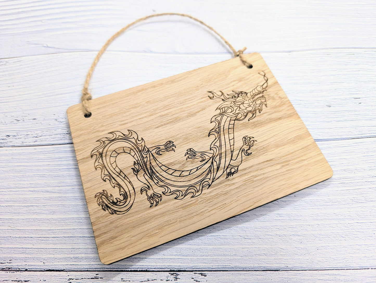 Handcrafted Dragon Wooden Gaming Sign, Mythical Themed Gifts & Game Nights, Timeless Fantasy Decor, Oak Veneer, Made in Wales