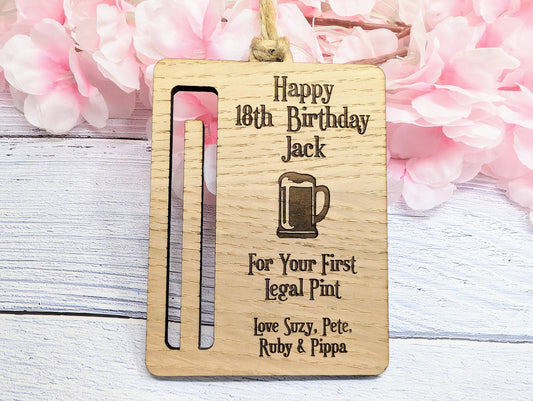 Personalised Money Holder Keepsake | Engraved Wooden Token for Special Occasions | Oak Veneer | Unique 18th Birthday Gift, 21st Birthday